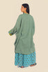 Coat in printed cotton gauze contrast color trims